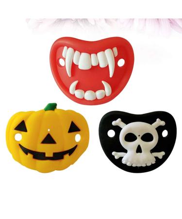 3pcs Funny Halloween Silicone Baby Pacifiers - Pumpkin, Skeleton, Vampires Fangs | Perfect for Halloween Party Favors & Gifts - Buy Online on SooperMarket.com