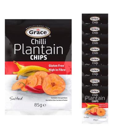 9 x 85g Chilli Spicy Plantain Chips Banana Crisps Natural Lunch Snack Gluten Free