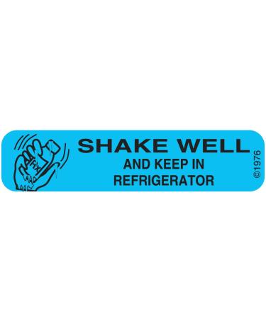 PHARMEX 1-40G Permanent Paper Label Shake Well Keep in 1 9/16 x 3/8 Blue (500 per Roll 2 Rolls per Box)