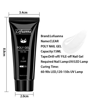 Lofuanna Transparent Poly Nagel Gel 15ml 2 | Builder Gel for Nail Extensions & Strengthening | UV/LED Professional Manicure Repair - C03 - Buy Online on SooperMarket.com