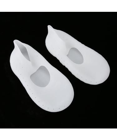 TYCIONG 1 Pair Silicone Socks Foot Protector Anti Tear Protection Foot Care Tool Prevention Socks (M) White M