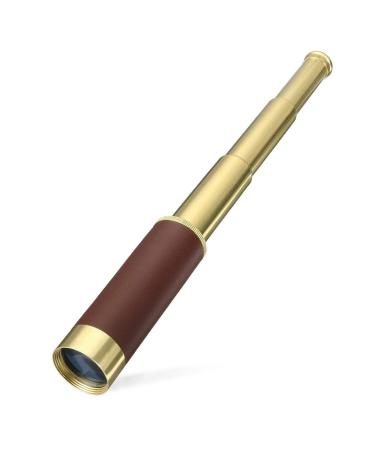 Pirate Monocular Telescope for Kids & Adults, Handheld Collapsible Brass Telescope 25x30 Zoomable Portable Pirate Spyglass for Cruise Ship Travel Watching Games Hiking Hunting and More