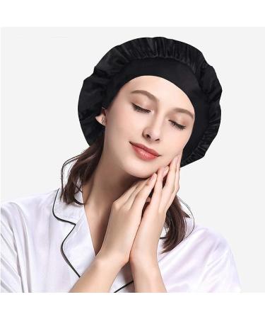 Nuoshen 2 Pack Silky Bonnets with Wide Elastic Band for Curly Hair Protection - Black (Pack of 1) - Buy Online on SooperMarket.com