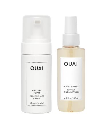 OUAI Wavy Hair Bundle - Includes Air Dry Foam & Wave Spray for Perfect Beach Waves - Adds Texture Volume & Shine to All Hair Types (2 Count 4 Oz/4.9 Oz)