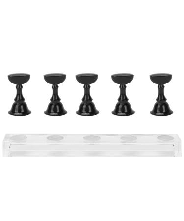 Acrylic Nail Art Display Practice Stand Magnetic Nail Fingernail Tip Holder Manicure Set Tool Fingernail DIY Nail Stand for False Nail Manicure Tool Salon Use Home Salon Makeup Essential(Black)