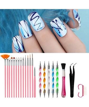 Desikixudy 23 Piece Set Acrylic Set UV Gel Nail Polish Painting Brushes Dotting Pen Kit Manicure Clean Brush Tool - Buy Online on SooperMarket.com