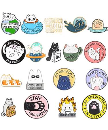 20 Pieces Cat Enamel Pins for Backpacks Enamel Brooch Pins Bulk Cute Cats Novelty Cartoon Animal Enamel Brooch Pins Lovely Mini Lapel Enamel Pins for Backpacks Set Badges Clothing Bags Jackets