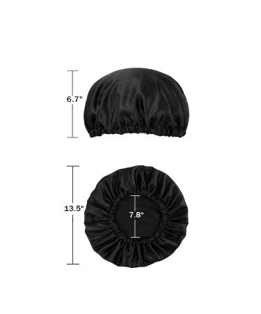 Vorey Satin Sleep Bonnet for Women - Large Double Layer Silk Hair Bonnet in Black - Buy Online on SooperMarket.com