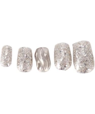 jayzee Natural False Nails Artificial Tip Manicure Phototherapy Nails Water Ripple Tablets Silver Gradient Color Nail Patch for Nail Art Salons and Home - Buy Online on SooperMarket.com