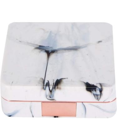 Portable Marble Mirror & Contact Lens Container Set | Square Design with Lens Cleaner Tweezer & Rose Gold Accents - Buy Online on SooperMarket.com