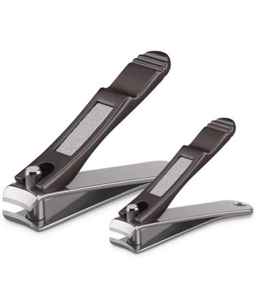 Durable Sharp Nail Clippers Set with Built-in Nail File | Matte Gray | Includes Tin Case - Buy Online on SooperMarket.com