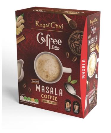 Royal Chai | Coffee Latte | Masala Coffee Unsweetened |10 Single Serving Sachets | Just add hot water | 140g | Pack of 5 |