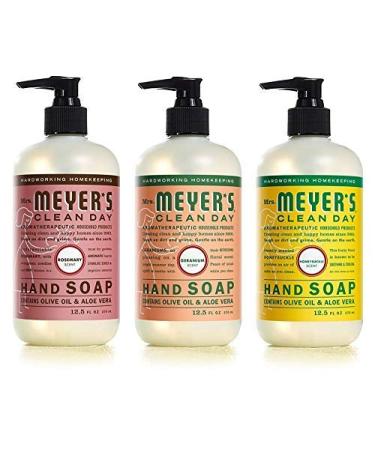 MRS. MEYER'S CLEAN DAY Liquid Hand Soap 3 Scent Variety Pack Rosemary Geranium Honeysuckle 12.5 OZ Each 3 Count