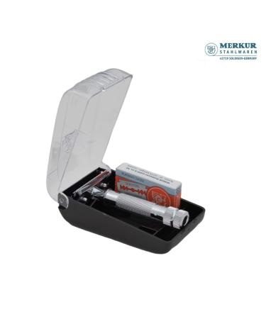 Buy MERKUR 34C Short Handle Classic Safety Razor Set Heavy Duty with 10 Blades for Ultimate Shaving Experience - International Shipping Available - Buy Online on SooperMarket.com