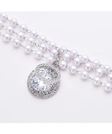 Rayminsino Adjustable Pet Collar with Pearl & Gemstone Diamond Necklace - Stylish Accessories for Cats & Dogs - Buy Online on SooperMarket.com