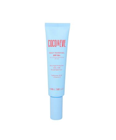 Coco & Eve Daily Water Gel SPF 50+ Sunscreen - Sun Face Protection Against UVA UVB | Australian Made Hydrating Lightweight Facial Suncream | Hyaluronic Acid Aloe Vera Glycerin for Smooth Finish