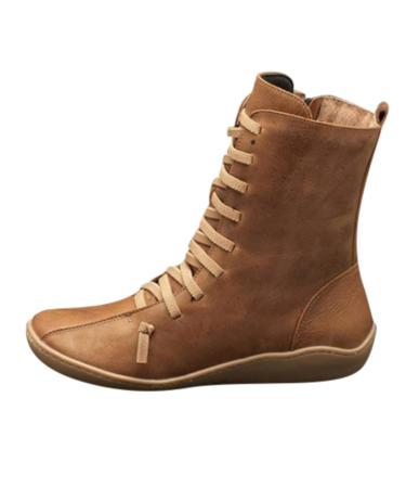 Medieval shoes women winter boots women flat 43 36 45 paragraph ankle boots Elegant brown winter boots winter shoes high boots half -length shoes winter boats warm classic lace boots m1 41 EU brown