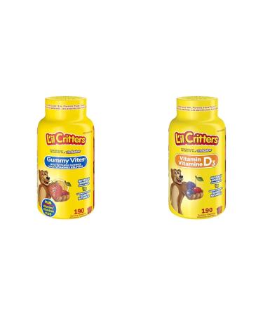 L'il Critters GummyVites Kids Complete Multivitamin Gummies 11 Essential Nutrients & Kids Vitamin D3 Gummies 800 IU Vit D3 Daily Dose Supports Bone Health* Naturally Sourced Flavors