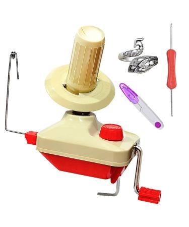 RRigo Yarn Ball Winder Easy to Set Up and Use - Hand Operated Yarn Ball Winder 3.5 Ounce Capacity + 1PCS Adjustable Knitting Loop Crochet + 1PCS Crochet + 1PCS Scissors