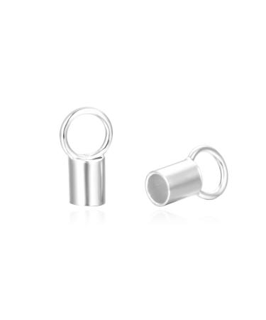 20pcs Adabele Authentic 925 Sterling Silver Crimp End Caps Barrel with Loop for 2mm (0.08 Inch) Beading Cord Wire Thread Jewelry Making SS65-1 Used for 2mm cord - 20pcs Silver