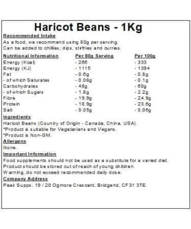 Haricot Beans (Navy Beans) - 1kg - Cooking - Dried - Vegan - Buy Online on SooperMarket.com