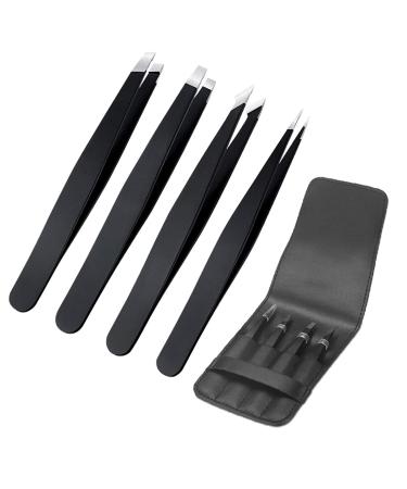 Eyebrow Tweezer Set  Stainless Steel Tweezers for Eyebrows - Best Precision for Facial Hair  Ingrown Hair  Splinter  Blackhead and Tick Remover