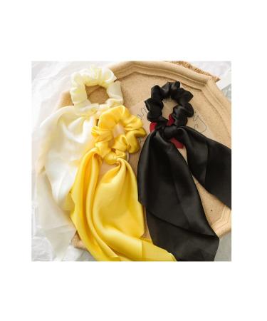 10pcs Silk Hair Scarf Scrunchies with Long Tails - Satin Bow Ponytail Holder for Women - Buy Online on SooperMarket.com