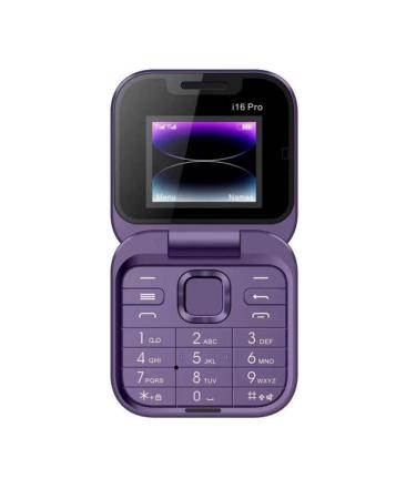 JHIALG Mini Flip Mobile Phone FM Radio Voice Blacklist Speed Dial Vibration 2SIM Small For elderl Display Foldable Card Phone Purple