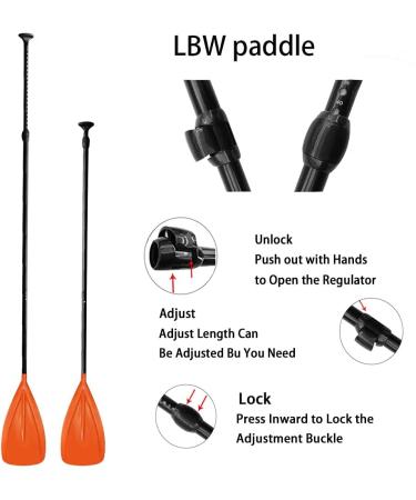 LBW SUP Paddle 3 Piece Stand Up Paddleboard Paddles - Adjustable Double Holes Lock, Sturdy & Ergonomic Design for Surfing Beginners - Orange - Buy Online on SooperMarket.com