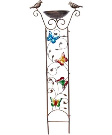2-in-1 Metal Bird Water & Feed Station with Decorative Butterfly - Wet Mosy Bird Potions & Garden Tin Grilles - Retro Removable Bird Water Dispenser - Buy Online on SooperMarket.com