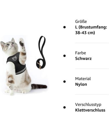 Buy Supet Cat Dishes & Soft Cat Vest with Leash for Kittens & Chihuahua - L Size Black - International Shipping Available - Buy Online on SooperMarket.com