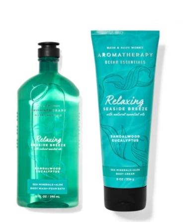 Bath and Body Works   Aromatherapy   Ocean Essentials - Sandalwood Eucalyptus - Duo - Body Cream and Body Wash & Foam Bath