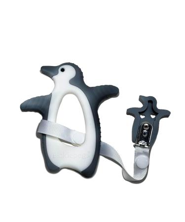 Bickiepegs Peggie the Penguin Sensory Bite Toy | Dental Aid for Babies & Toddlers | Front Gray & White Clip-On Teether - Buy Online on SooperMarket.com