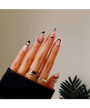 6 Packs Almond Design Press On Nails - 144 Pcs Medium Fake Nails for Women and Girls - Buy Online on SooperMarket.com