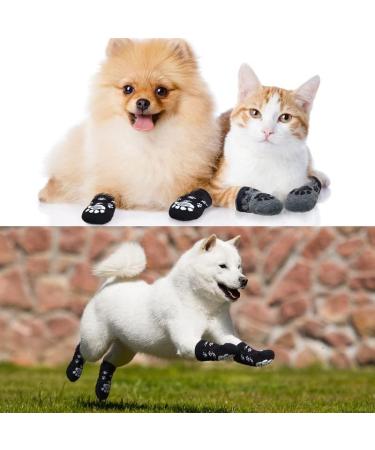 Anti Slip Dog Socks with Adjustable Strap for Indoor Traction Control - Black/Gray S (8 Pieces) - Buy Online on SooperMarket.com