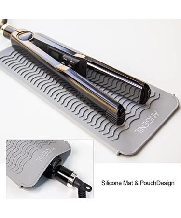 ANGENIL Professional Silicone Heat Resistant Mat Pouch - Portable Travel Mat for Hair Tools - Grey - Buy Online on SooperMarket.com