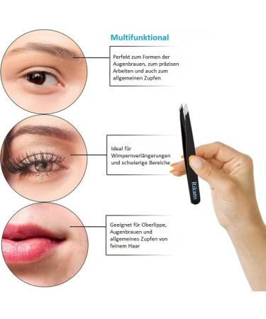 Rikans Precision Tweezers Set Pack of 4 Black Professional Tweezers Handy Carry Pouch Superior Stainless Steel Tweezer Set Splinters Eyebrows Facial or Ingrown Hair Blackheads Remover - Buy Online on SooperMarket.com