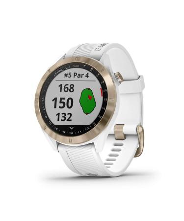 Garmin Approach S40, Stylish GPS Golf Smartwatch, Lightweight With Touchscreen Display, White/Light Gold