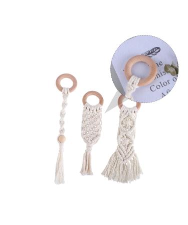 Vicasky 3 Pcs Handwoven Cotton Rope Dental Care Toys - Bitter Cotton Bite Sticks & Rings for Toddlers | Safe Handmade Beech Teething Relief - Buy Online on SooperMarket.com