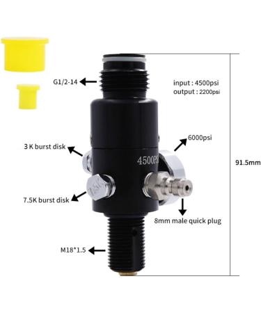 TUXING 4500 PSI Paintball Air Tank Regulator & Valve Gauge | Durable Aluminum Industrial Regulator (Inlet 4500psi, Outlet 2200psi) - Buy Online on SooperMarket.com