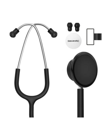 Dual Head Stethoscope for Medical and Home by FriCARE, Classic Lightweight Design, Stethoscope for Adult, Gift for Nurses, Doctors, Medical Students, 28 inch (Black)