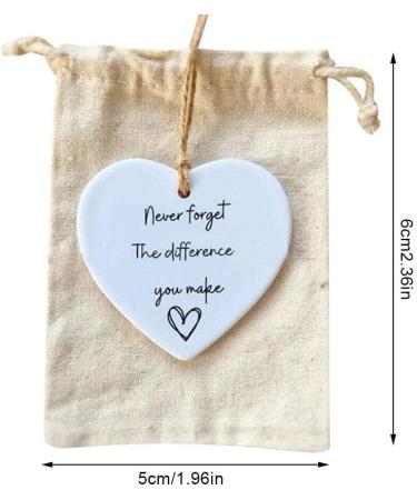 Plaque + Bag Thank You Gift for Friend Never Forget Difference You Make Hanging Ornament Acrylic Hanging Heart Plaque Gift Hanging for Best Heart Plaque Gift - Buy Online on SooperMarket.com