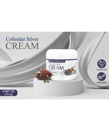 Silver Miracles Colloidal Silver Cream 4oz | Skin Healing, Moisturizing, Handmade in USA | 99.999% Pure Silver | Scent & Dye Free - Buy Online on SooperMarket.com