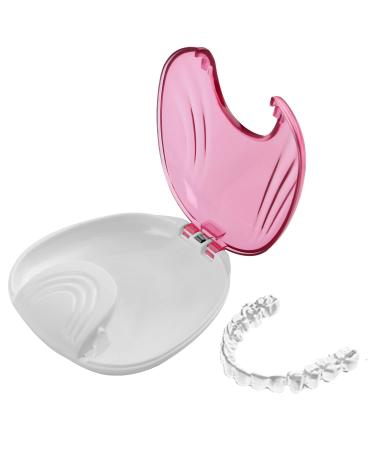 Press-to-Open Retainer Case Portable Denture Box Teeth Retainer Box False Teeth Container for Denture Braces Mouth Guard (Pink)