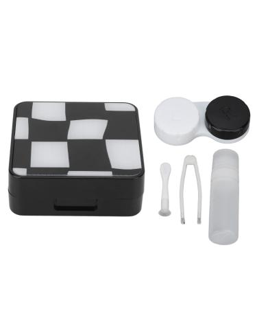 Contact lens box portable mini contact lenses color contact storage box contact lens container eye holder container for outdoor travel office (black and white)