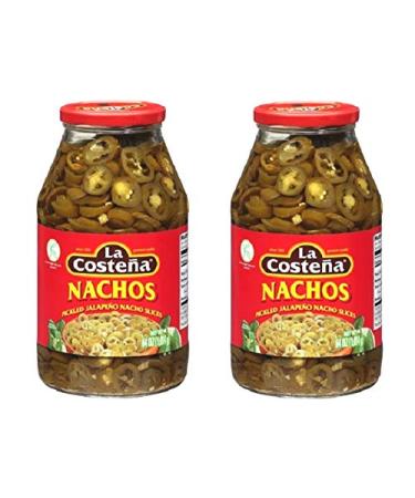 Nachos Jalapeno Peppers Sliced 64 fl Oz/4 lb. Kosher, Spicy- PK of 2 Glass Jars 8 Pound (Pack of 1)