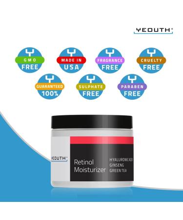 Yeouth Retinol Face Moisturizer with Hyaluronic Acid - Anti Aging Night Cream for Wrinkles & Dark Spots - 4 oz - Facial Skincare for Women & Men - Buy Online on SooperMarket.com