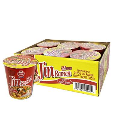 OTTOGI JIN RAMEN KOREAN STYLE INSTANT NOODLE, RICH SPICY FLAVOR, Instant Cup Ramen, Best tasting soup ramen, traditional gourmet taste & easy to cook (65g) - 6 PACK