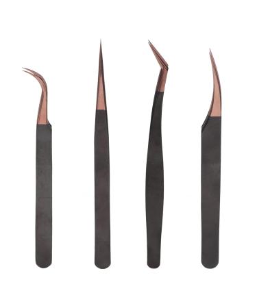 4Pcs Nail Art Tweezers - Stainless Steel Antistatic Tweezers for Eyelash Extensions & Beauty | International Shipping - Buy Online on SooperMarket.com
