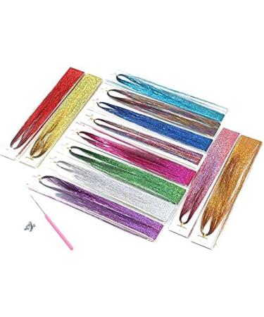 Hair Tinsel Strands with 12 Colors Hair Tinsel Strands Kit Hair Extensions Shiny Silk Tinsel - Buy Online on SooperMarket.com